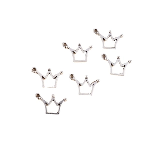 Pack of 6 antique silver hollow crown alloy pendants for DIY jewelry making accessories