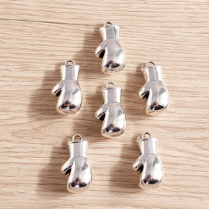 Polished silver alloy boxing glove pendants for DIY jewelry making accessories