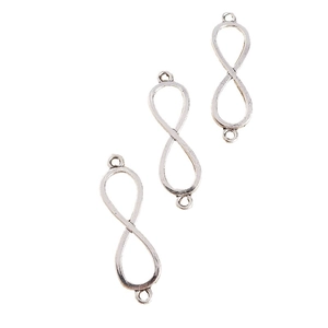 Conector infinito plateado con dos anillas para creación de collares y pulseras de bricolaje