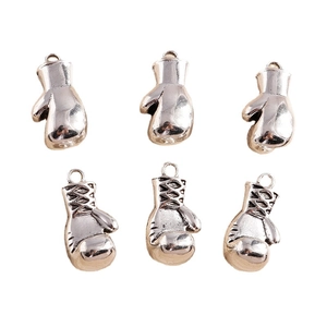 Silver boxing glove pendants for DIY jewelry making in polished alloy metal set