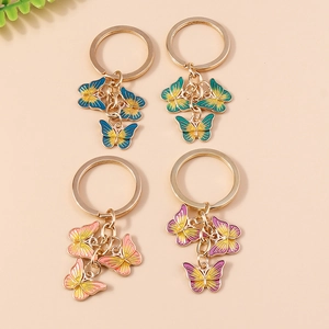 Porte-clés Papillon en Émail Goutte d'Huile Dégradé en Alliage de Métal Pendentif Insecte pour Femmes Filles Charme de Sac Cadeau