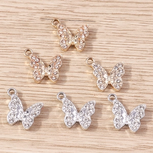 Butterfly Charms Alloy Rhinestone Pendants For DIY Jewelry Making Gold Silver Inlaid Butterfly Pendant Accessories Women