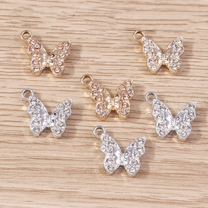 Luxurious butterfly charms with diamonds in gold and silver for DIY jewelry making