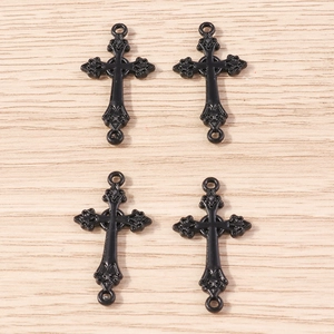Pendentifs croix rose noire en alliage gothique pour accessoires bijoux DIY
