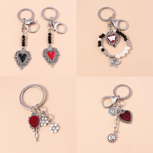 Gothic Vintage Heart Butterfly Evil Eye Keychain Zinc Alloy Hollow Out Bag Charm Pendant Retro Mystical Accessory For Unisex