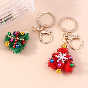 Christmas Tree Plush Keychain With Bell Snowflake Star Pendant Cute Festive Bag Accessory Xmas Holiday Gift For Women Girls