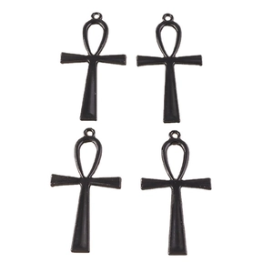 Pendentifs croix Ankh en alliage noir avec émail poli pour la création de bijoux DIY