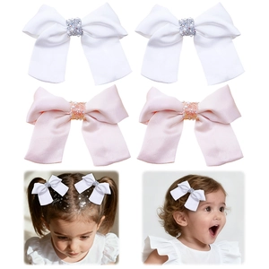 Set di 4 mollette per capelli a fiocco fatte a mano con perle per bambine