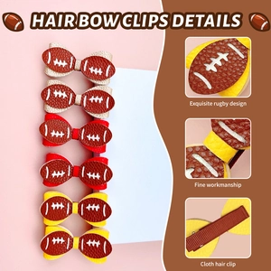 Lot de barrettes nœuds de football pour enfants en simili cuir avec base en tissu