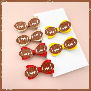 Lot de 6 barrettes à cheveux thème football américain avec tissu pailleté et textures