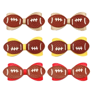 Lot de 6 nœuds papillon pour cheveux thème football américain pour enfants et pom-pom girls