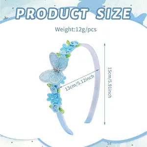 Serre-tête dentelle papillon et fleurs pour filles avec dimensions 13cm par 15cm