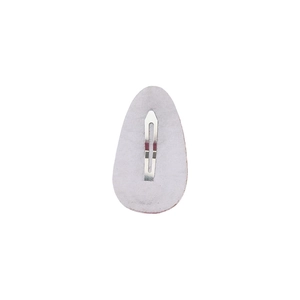 Rear view of the waterdrop hair clip showing silver metal snap and felt backing
