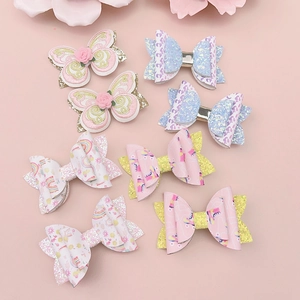 Lot de barrettes papillon brodées de fleurs et nœuds à cheveux scintillants pour filles