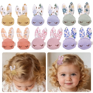 Pasqua Fermaglio per Capelli a Coniglio in Tessuto di Cotone Imbottito Orecchie Floreali Becco d'Anatra Fatto a Mano Bimbi