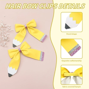 Barrettes à cheveux crayon pailletées avec pinces crocodiles en tissu pour filles