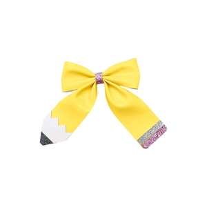 Barrette à cheveux pour enfants en cuir scintillant jaune en forme de crayon créatif