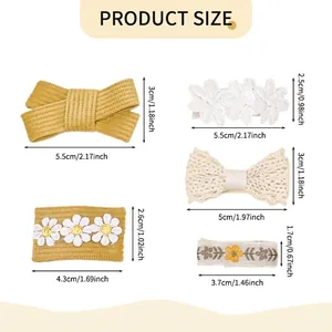 Guide des tailles pour l'ensemble de 5 barrettes à nœuds brodés pour tout-petits