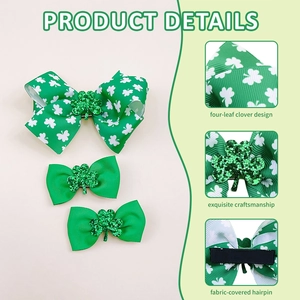 Set di fermagli per capelli San Patrizio con trifogli verdi, paillettes e fiocchi
