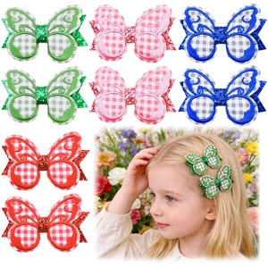 Lot de 8 pinces à cheveux papillon pailletées avec broderie pour filles en 4 couleurs