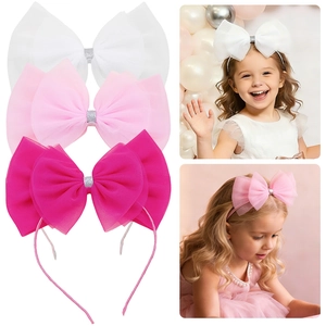 Serre-tête Enfants Doux Maille Grand Nœud Princesse Fait à la Main Tissu Enveloppé Bandeau Filles Fête Anniversaire Accessoire Cheveux