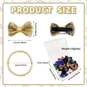 Set da 66 pezzi di fermagli a fiocco ed elastici con scatola portaoggetti misure