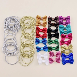 Set da 66 pezzi con fermagli per capelli a fiocco glitterati ed elastici per donne e bimbe