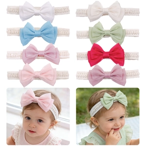 Baby Girl Sweet Bow Headband Elastic Lace Hair Band For Infants Toddlers Soft Fabric Bowknot Headwear Accessories