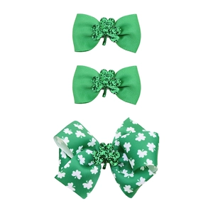Set di fermagli per capelli San Patrizio Fiocchi verdi con glitter e trifogli