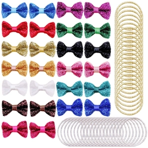 Set di 66 pezzi con fermagli per capelli glitterati ed elastici in colori vivaci