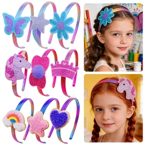 Rhinestone Fabric Kids Headband For Girls Cute Unicorn Crown Hair Hoop Heart Butterfly Birthday Party Accessories