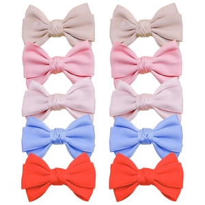Lot de 10 barrettes à nœuds faits main pour filles en cinq couleurs assorties et vives