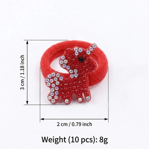 Red rhinestone unicorn hair ties 10pcs set for girls high elastic hair ropes with measurements