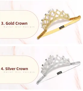 Detail of glitter crown headband with pearls and rhinestones on marble background