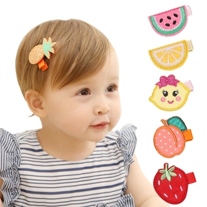 Lot de barrettes brodées fruits pour enfants avec citron ananas pastèque sur tissu