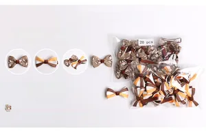 Detail view of 20pcs set bow hair clips featuring monkey prints and striped patterns