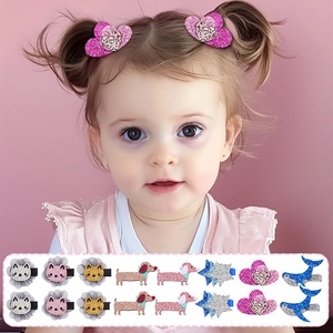 Süße Cartoon Tier Haarklammern Glitzer Pailletten Stern Herz Hund Katze Haarnadeln Mode Haarschmuck Für Kinder Mädchen Baby