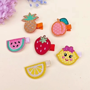 Lot de 6 jolies barrettes à broderie de fruits pour tout-petits avec tissu coloré