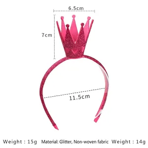 Pink glitter crown headband for kids with hollow heart patterns for parties