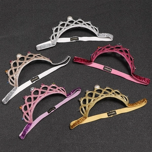 Five-pack set of glitter crown headbands for girls with rhinestones and pearls