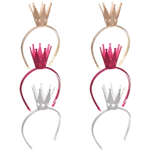 Three-pack of sparkling glitter crown headbands with hollow heart for girls