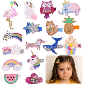 Barrettes à Cheveux Brodées de Fruits de Dessin Animé pour Bébés Filles Enfants Tissu Pailleté Ananas Pastèque Citron Fraise Accessoires Cheveux