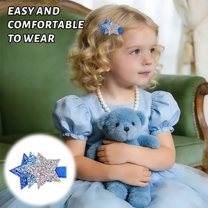 Barrette étoile bleue à paillettes pour enfant avec détail de ruban bleu protecteur