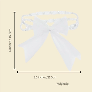 Paramètres de taille détaillés de la jarretière de mariée en dentelle avec nœud
