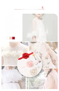 Detailed view of baby elastic headbands featuring silk-like fabric roses in soft colors