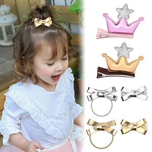 Lot de Barrettes et Élastiques à Cheveux Doux avec Nœud et Couronne Accessoires de Cheveux en Tissu pour Filles