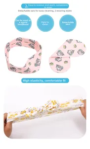 Pink unicorn kids headband with detachable ears showing high elasticity and stretchability