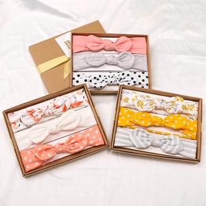 Pink baby headbands gift set featuring colorful bow hairbands for little girls