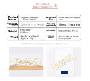 Detailed size and weight measurement for 3-piece floral infant headband set