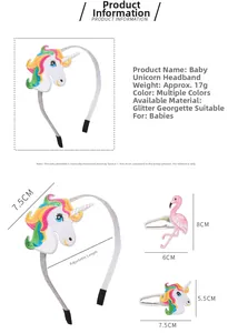 Guida alle taglie dettagliata per accessori capelli a tema unicorno e fenicottero glitter